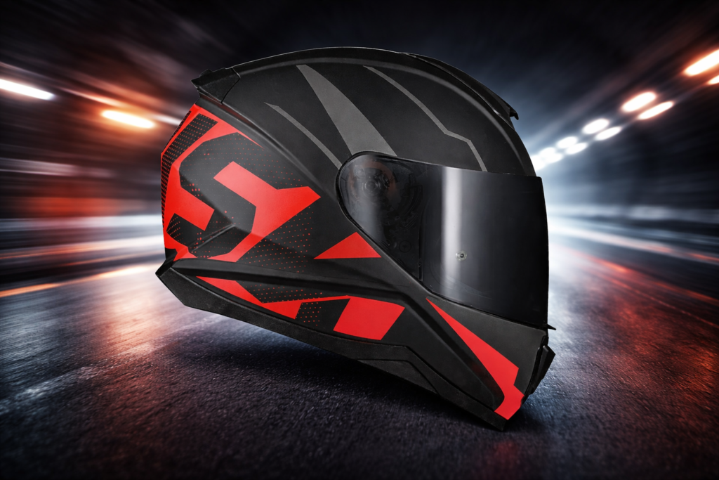 Capacete Norisk Razor é bom? Review completo para quem pensa em comprar Capacete Norisk Razor preto com detalhes vermelhos e viseira fumê em design esportivo aerodinâmico